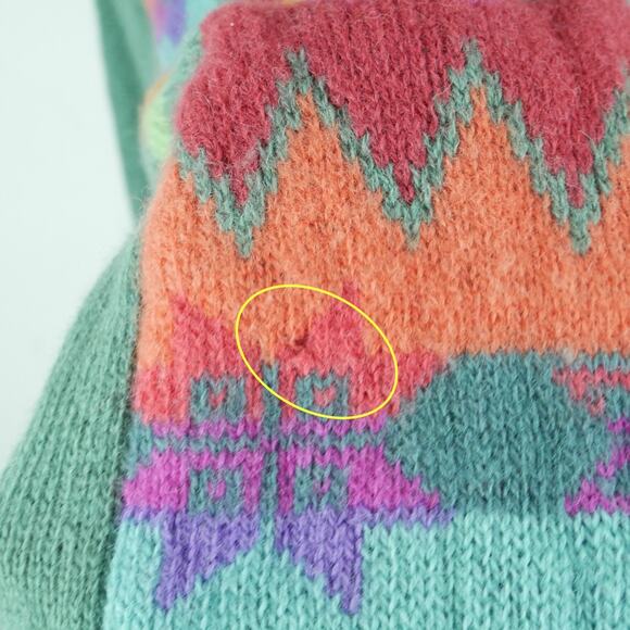 Vintage Benetton Medium Sweater Multicolor Rainbow Fair Isle Ski Nordic Wool 80s - Picture 7 of 14